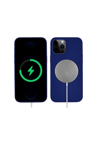Apple Uyumlu iPhone 13 Pro Max Kılıf Zore Silksafe Wireless Kapak Mavi