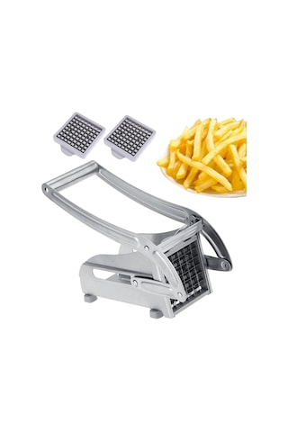 Jialan Patates Kızartması Kesici Makinası - Paslanm Çelik Gümüş