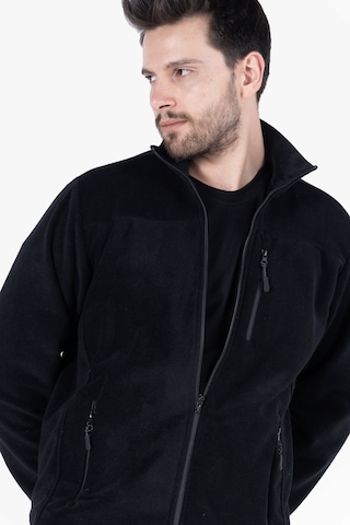 Polar Ceket Tam Fermuarlı 3 Cepli Siyah