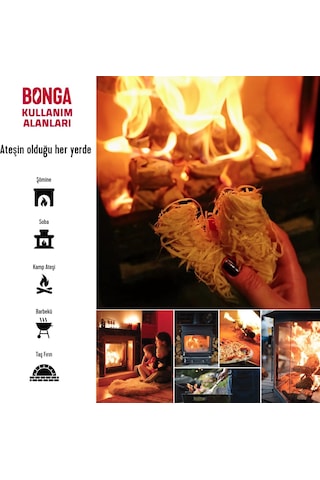 Bonga Soba, Şömine, Mangal Tutuşturucu 25 Adet 350 Gr - Jel Ve Çıra Alternatifi Doğal Odun Yünü Çok Renkli