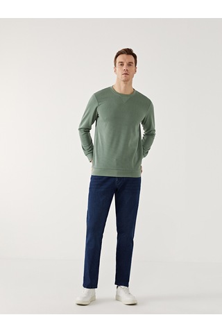 Lcwaıkıkı Classic Yeşil Bisiklet Yaka Uzun Kollu Erkek Sweatshirt
