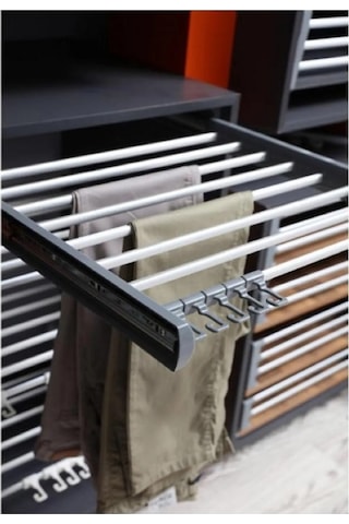 Dolap Içi Raylı Pantolonluk Askılığı 45 47 Cm Üst Rafa Montaj Olur Gri