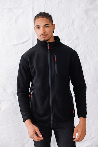 Monox Erkek Biyeli Fermuarlı Spor Polar Ceket Siyah