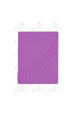 Suvay Penye Lastikli Çarşaf Tek Çift Kişilik Battal Boy %100 Pamuklu Lastikli Penye Çarşaf Lila