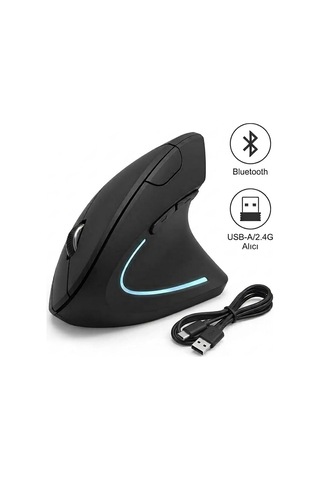 Cr74 Ergonomik Dikey Şarjlı Çift Modlu Mouse Bluetooth 5.0 + 2.4ghz Usb Alıcı, 800-1600 Dpı Genel