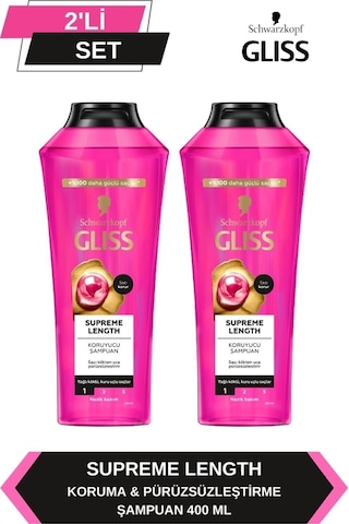 Gliss Supreme Length Uzun Saçlara Özel Şampuan 400 ml x 2 Adet