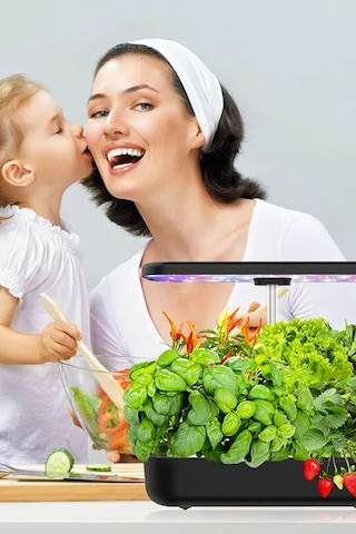 Akıllı Bahçe 4 Mevsim Topraksız Ev Bahçesi Doğal Bitki Sebze Yetiştirme 12 Bölmeli Alan