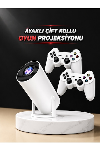 Projeksiyon Cihazı Video Oyun Konsolu Projektör Taşınabilir Ayaklı Çift Kollu 4k Çözünürlüklü - Lisinya