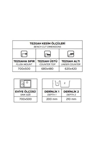 Real Stone Kapadokya Granit Eviye P016 Antrasit 76.5 X 45.5 Cm Tezgah Üstü Antrasit