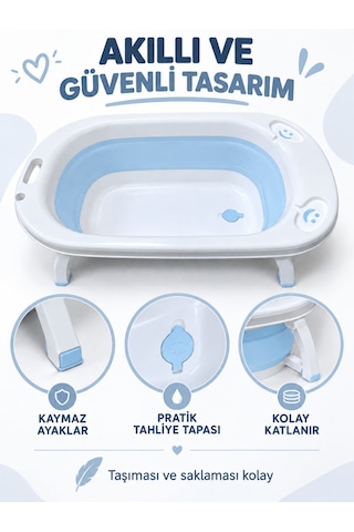 Beylini Katlanabilir Bebek Küveti Soft Silikon Destekli Banyo Akordion Duş Oyun Alanı