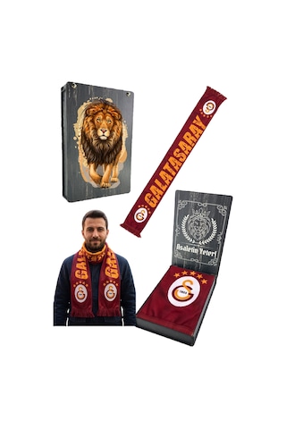 Galatasaray Lisanslı 5 Yıldız Kırmızı Şal Atkı Uv Kutu Kırmızı - Sarı 86578571