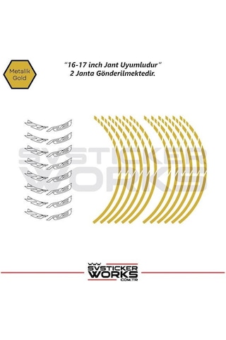 Yamaha Yzf-r3 Yazılı Jant Sticker Dış Ve İç Set Sticker Jant Şeridi Altın 93994986