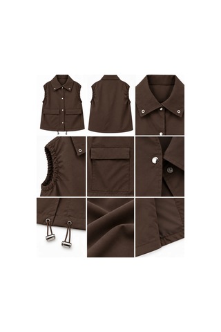 Nazzain Kadın Oversize Yelek Kahverengi