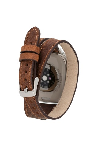 Alpıne Slim Double Tour Heritage Saddle Hakiki Deri Apple Uyumlu Watch Kordonu - 44/45/46/49mm