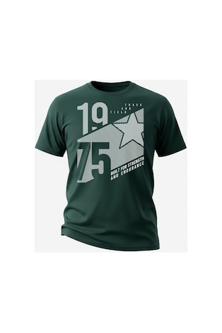 Urbantrendstore Unisex Yeşil 1975 Yazılı Oversize Fit Rahat Geniş Salaş T-shirt Günlük Tişört