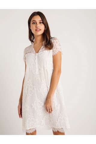 Magic Form 26414 Ekru Pamuklu Sabahlıklı Hamile Lohusa Gecelik Takımı