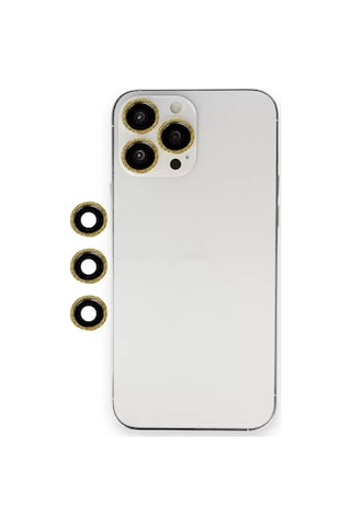 Newface Apple iPhone Uyumlu 12 Pro Max Shine Kamera Lens - Gold
