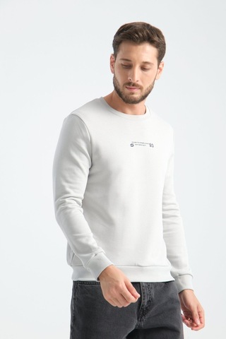 Shooter Sportwear Shooter Erkek Üç İplik Sweatshirt Regular Fit Pamuklu Bisiklet Yaka Günlük Spor Basic Taş