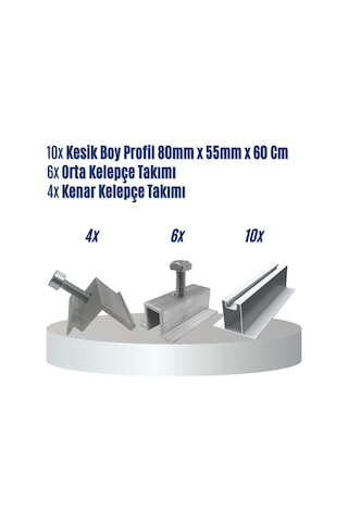 4 Panelli Trapez - Sandviç - Ahşap Çatı Üzeri Solar Montaj Seti