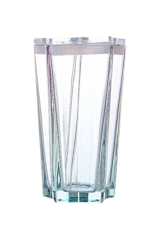 Beş Köşeli Yıldız Cam Renkli Gradyan Bardak, Yüksek Görünümlü Pipetli Bardak Daohjp MAvi