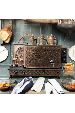 Elektrikli Ve Doğalgaz'lı 1.sınıf Çay Kazanı 3 Demlik 35 Lt Kapasiteli