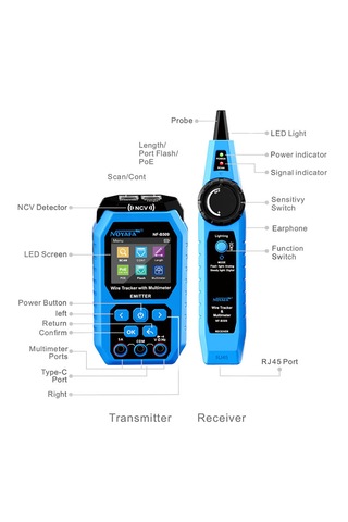 Noyafa Nf-b509 Dijital Multimetreli Kablo Test Ve İzleme Cihazı