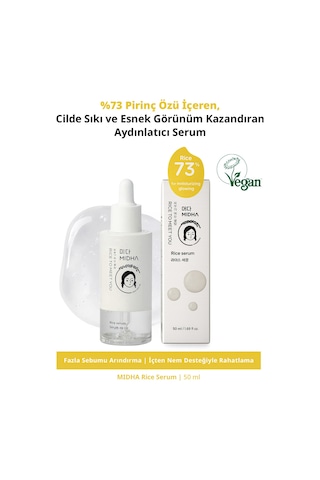 Midha %73 Pirinç Özü İçeren Sıkılaştırıcı ve Aydınlatıcı Serum 50 ML