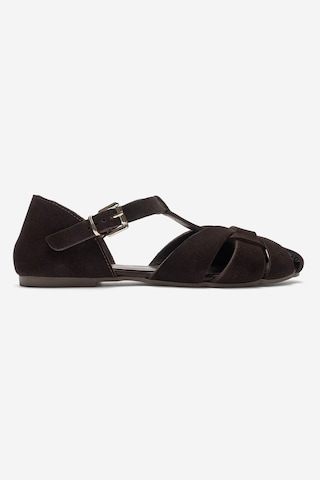 Luvi Shoes Alına Kahverengi Süet Hakiki Deri Kadın Sandalet