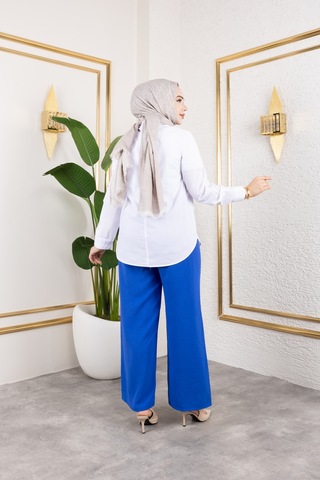 Beli Lastikli Salaş Ayrobin Pantolon - Mavi / A0103 Mavi