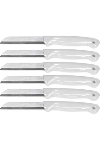 Solingen Tırtıklı Meyve ve Sebze Bıçağı 6 Adet Beyaz Simli