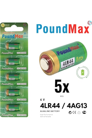 5 Adet Poundmax Alkalin 4lr44 4ag13, L1325 , 6v 1x 5'li Paket