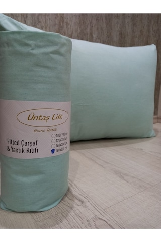 Üntaş Tek Kişilik Lastikli Çarşaf + Yastık Kılıfı Mint Yeşili 1 Adet
