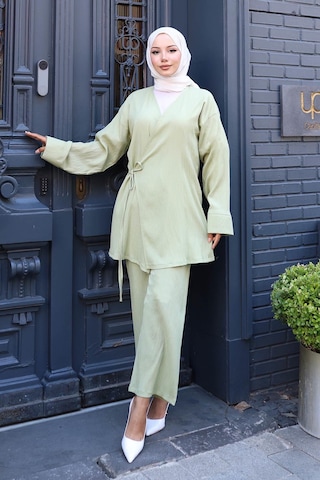 Misskayle Bağlama Detaylı Kimono Takım Mint Yeşili Mintyeşili