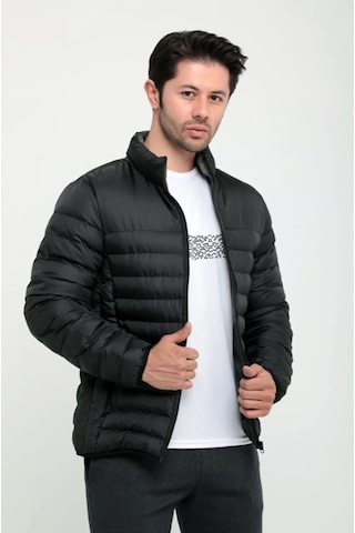 Slazenger Hoas Kışlık Fermuarlı Erkek Şişme Mont Kaban Siyah