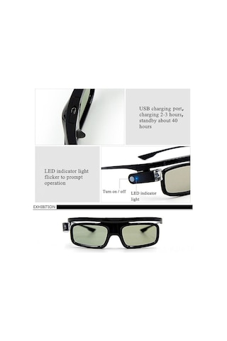 Jeehugo Gl1800 Aktif Şuter Teknolojili Dlp-lınk 3d Gözlükleri - Tüm Dlp Projeksiyonlar İçin Şarj Edilebilir Konforlu Görünüm