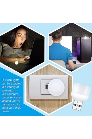 16 Adet Usb Ev Gece Lambası Led Tak-çalıştır Taşınabilir Ortam Işığı Sıcak Beyaz Diğer