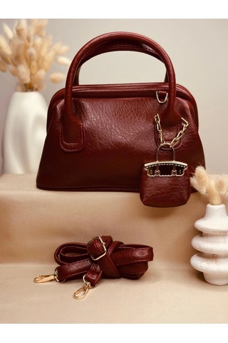 Elora Atelier Bowler Bordo Deri El Çantası Çok Renkli