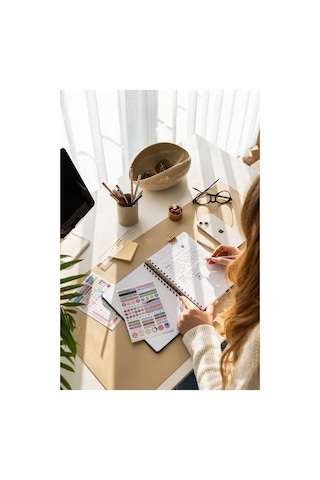 17x24 Spiralli Lastikli Sert Kapak Çizgili Not Defteri Çok Renkli Çiçekler Çok Renkli Çiçekler