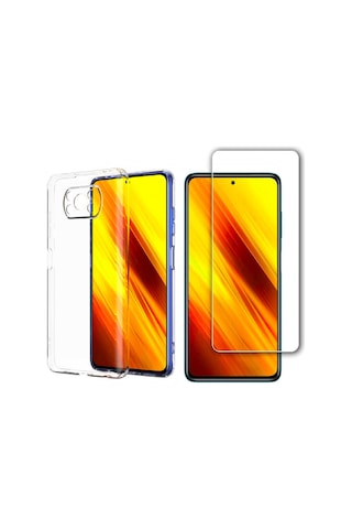 Xiaomi Poco X3 Nfc Uyumlu Kılıf Esnek Silikon Telefon Kılıfı Ve Temperli Cam Ekran Koruyucu