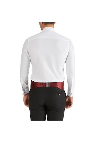 Efor Slim Fit Duble Manşet Ata Yaka Beyaz Damatlık Smokin Gömlek Gk 148 Beyaz