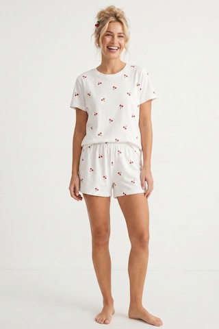 Siyah İnci İnce Soft Örme Mevsimlik Şortlu Pijama Takımı 8045 Kiraz