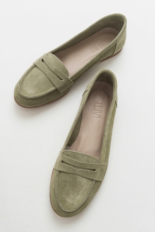Luvishoes Luvi Shoes F02 Açık Yeşil Süet Hakiki Deri Kadın Loafer Ayakkabı Yeşil