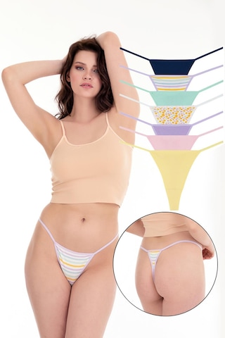 Sensu Kadın Ipli Brazilian Tanga 7'li Külot Set Karışık Renkler Kts3022 Model-5 Model5
