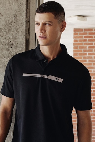 Siyah Polyester Nefes Alan Dokulu İnce Esnek Standart Fit Polo Yaka Erkek Performans T-shirt - 8839 Siyah