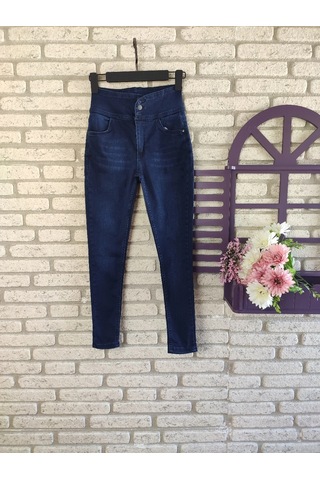 Zenna Tarz Yüksek Bel Likralı Jean Pantolon 90 Cm Lacivert