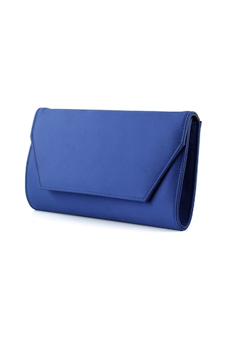 Erkan Saçmacı Lacivert Saten Zincir Askılı Manyetik Kapaklı İç Cepli Zarif Abiye El Çantası Lacivert