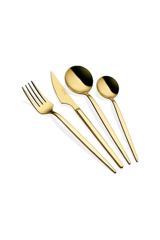 The Mia Isla Çatal Kaşık Bıçak Seti Gold 24 Parça Ckb0147