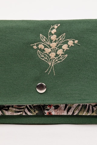 Fabric Craft Bag Kadın Kumaş Cüzdan Nakışlı Yeşil - Gri