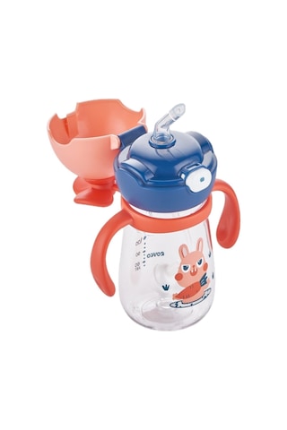 Rovco Dönebilen Pervaneli Akıllı Pipet Bebek +6 Ay Tritan Su Matarası 220 Ml Pembe