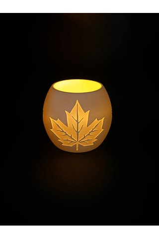 3d Baskı Akçaağaç Yaprağı Kabartmalı Tealight Mumluk Dekoratif Sonbahar Feneri Şamdan Masa Süsü Renkli